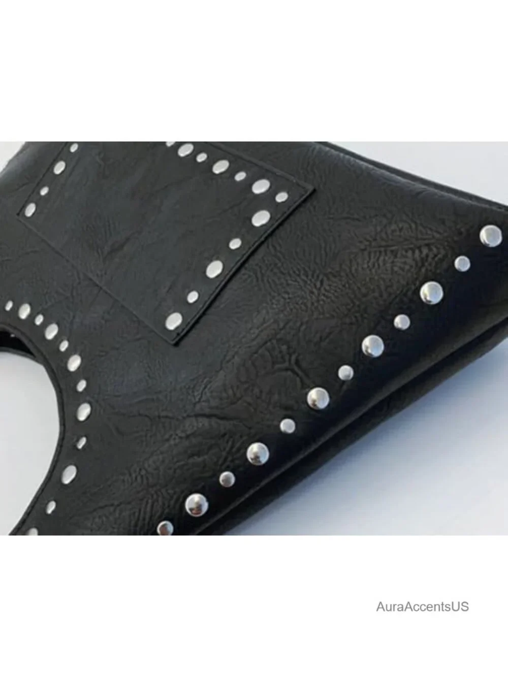 Faux Leather Hobo Bag Studded Punk Tote Shoulder Purse